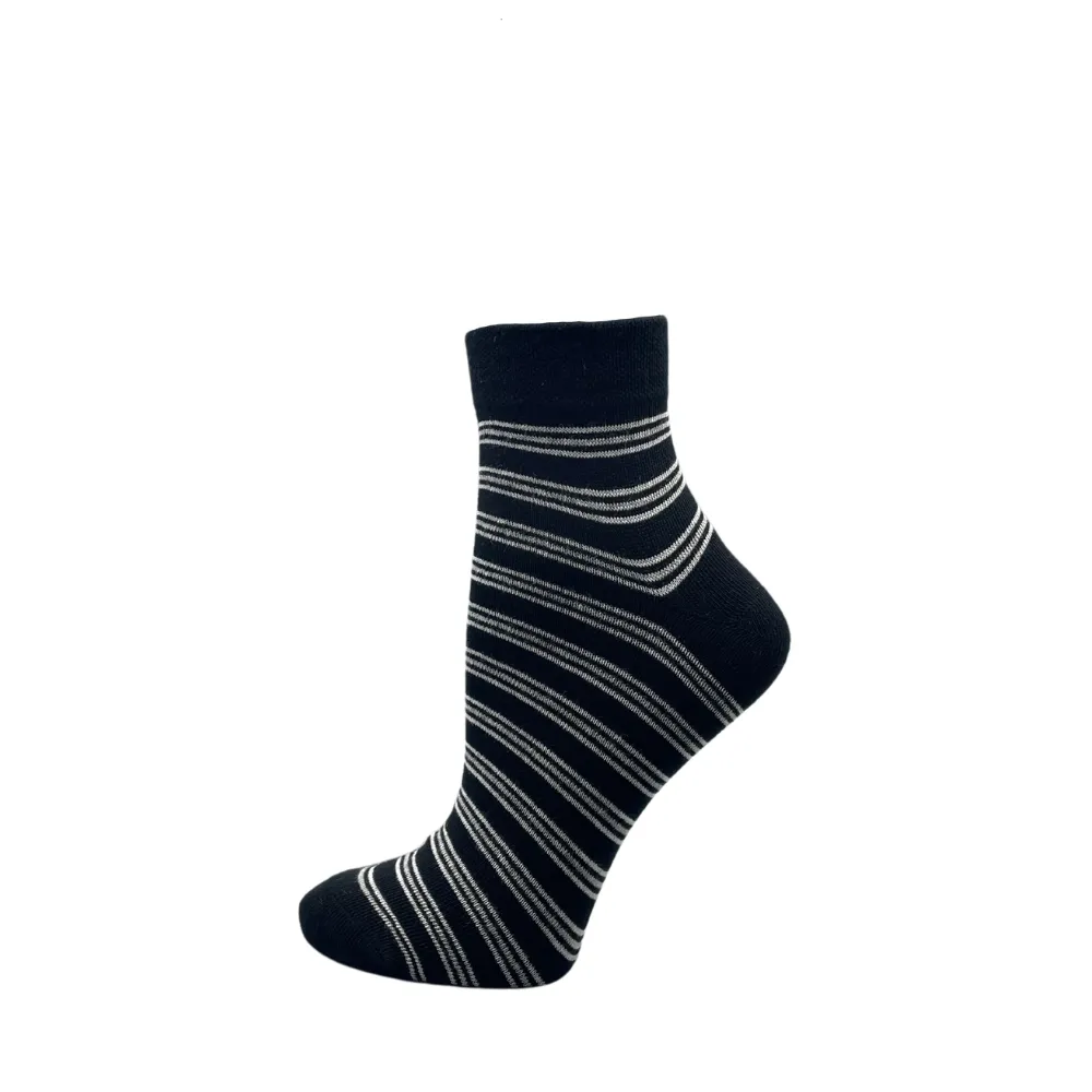 "Dots & Stripes" Cotton Ankle Socks 5PK by Point Zero - Medium