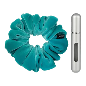 Sea Green Velvet Scrunchie - Steel Silver Mini Perfume Spray Btl.