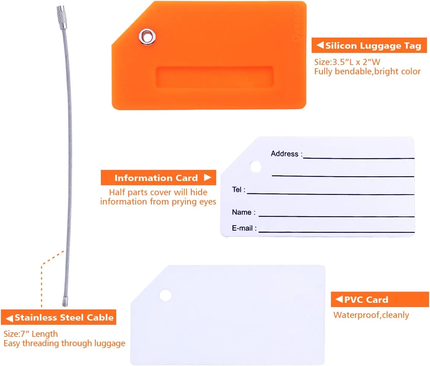 Silicone Luggage Tag with Name ID Card Perfect to Quickly Spot Luggage Suitcase
