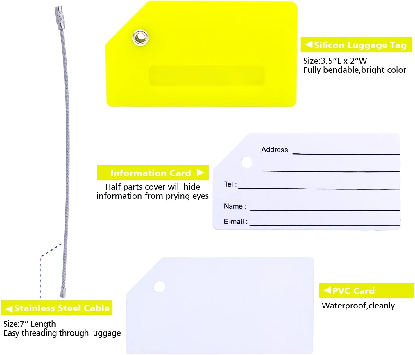 Silicone Luggage Tag with Name ID Card Perfect to Quickly Spot Luggage Suitcase
