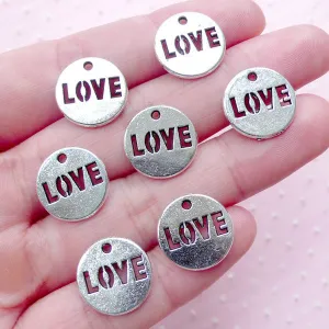 Silver Love Tag Charm (7pcs / 14mm / Tibetan Silver) Velantines Day Gift Packaging Wedding Supplies Wine Charm Bag Charm Card Making CHM2000
