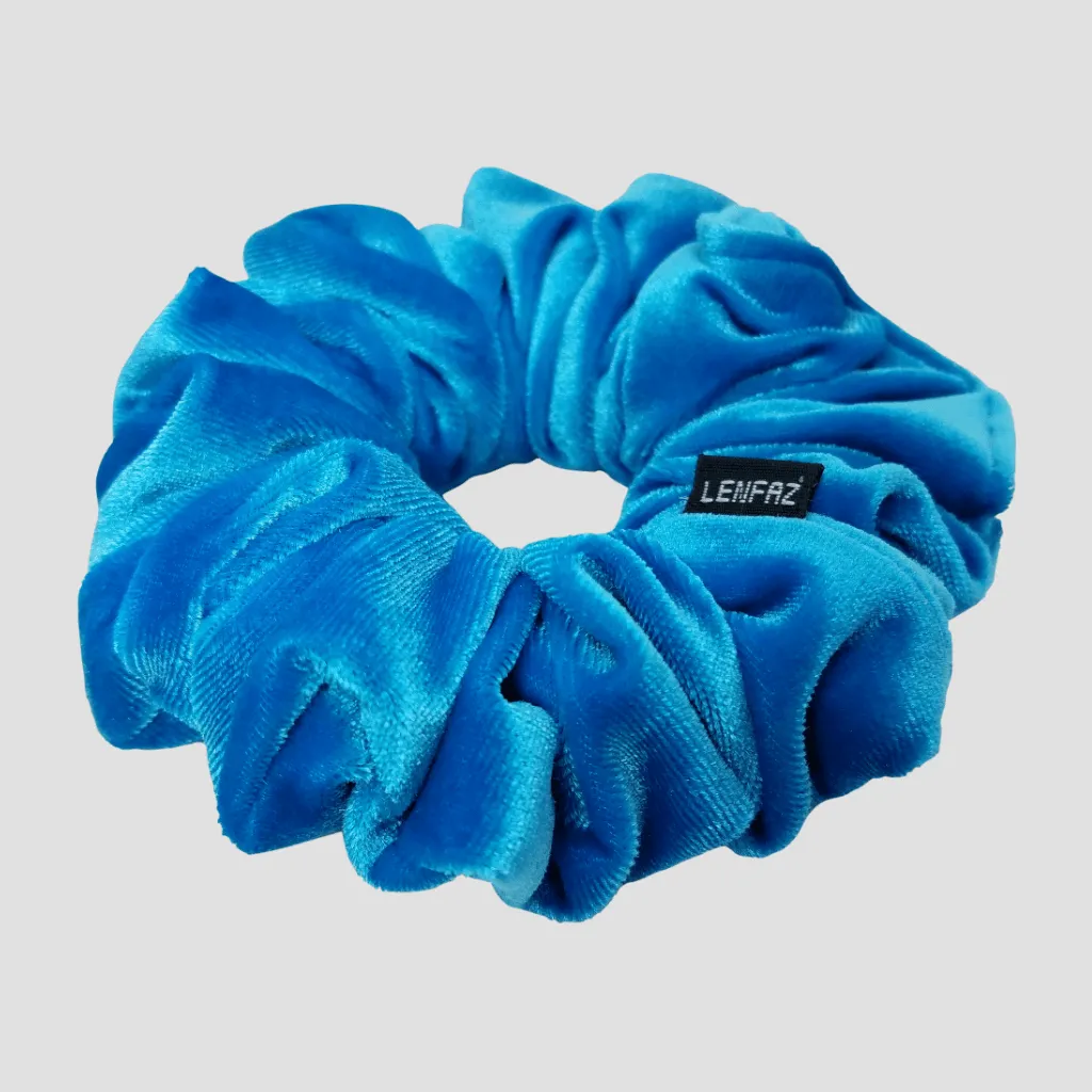 Sky Blue Velvet Scrunchie - Royal Blue Mini Perfume Spray Bottle