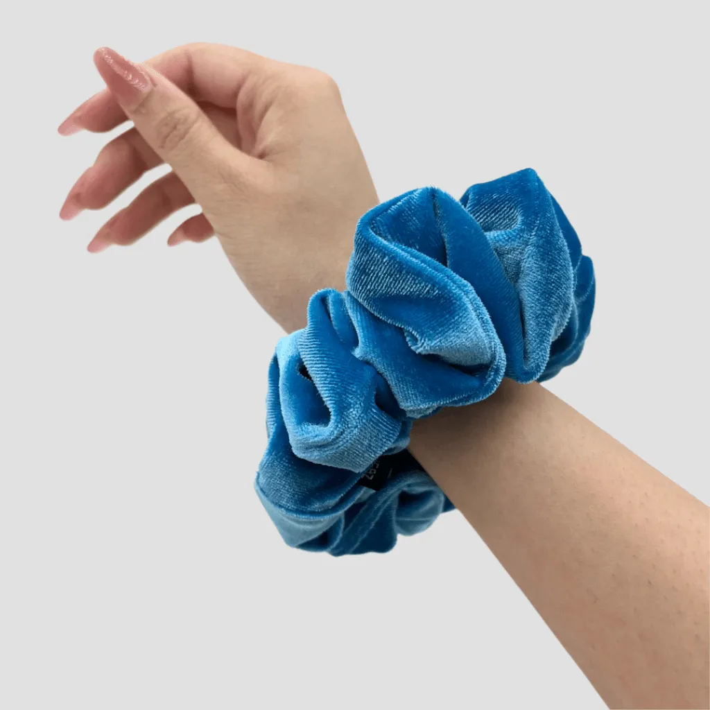 Sky Blue Velvet Scrunchie - Royal Blue Mini Perfume Spray Bottle