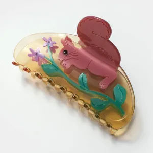 Squirrel & Wild Violet Large Hair Claw by Winona Irene