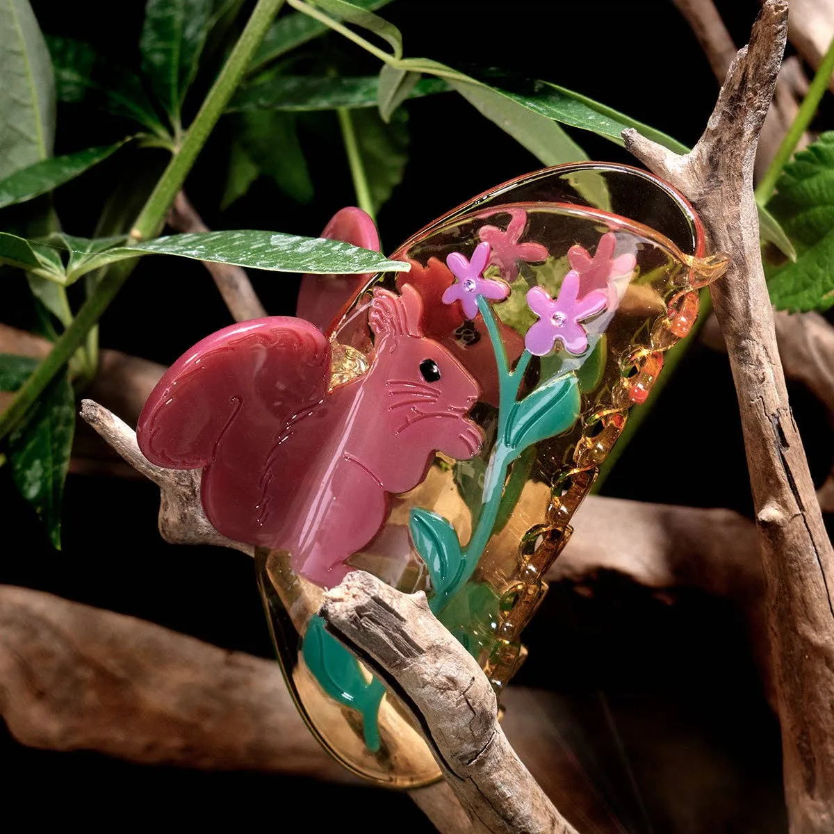 Squirrel & Wild Violet Large Hair Claw by Winona Irene