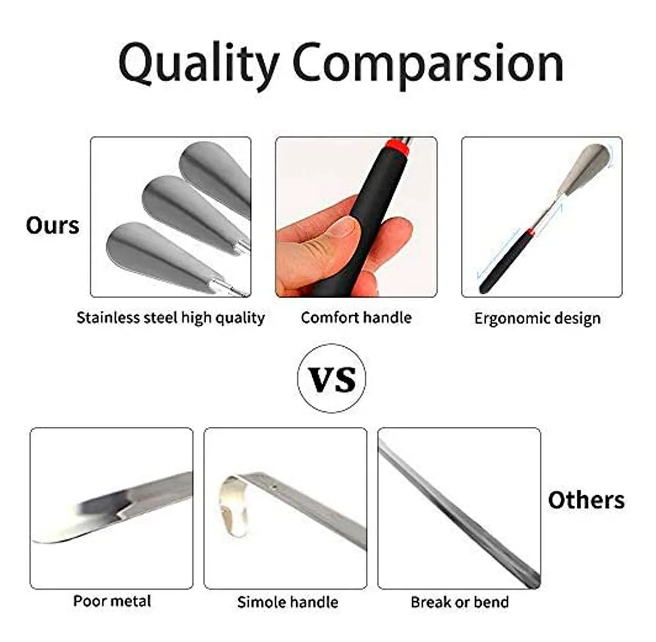 Stainless Steel Non Slip Handle Rustproof Adjustable Length 10" to 29"