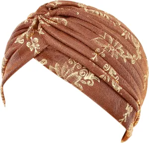 Surkat Unisex Metallic Arab India Pleated Turban Headwrap Swami Hat Costume Hat Chemo Cap