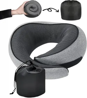 SZXYX Travel Pillows for Airplanes, 100% Pure Memory Foam Neck Pillow for Airplanes, Comfortable Breathable Cover, 360 Support Stowable Pillows for Sleeping, Car, Airport Travel Essentials