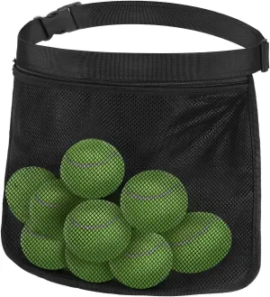 Tennis Ball Carrying Accessory, 8-10 Tennis Balls Band Holder Bag Pouch Carrier Pickleball Waist Holders Adjustable Mesh Hole Bags for Trainer Coach Enthusiast