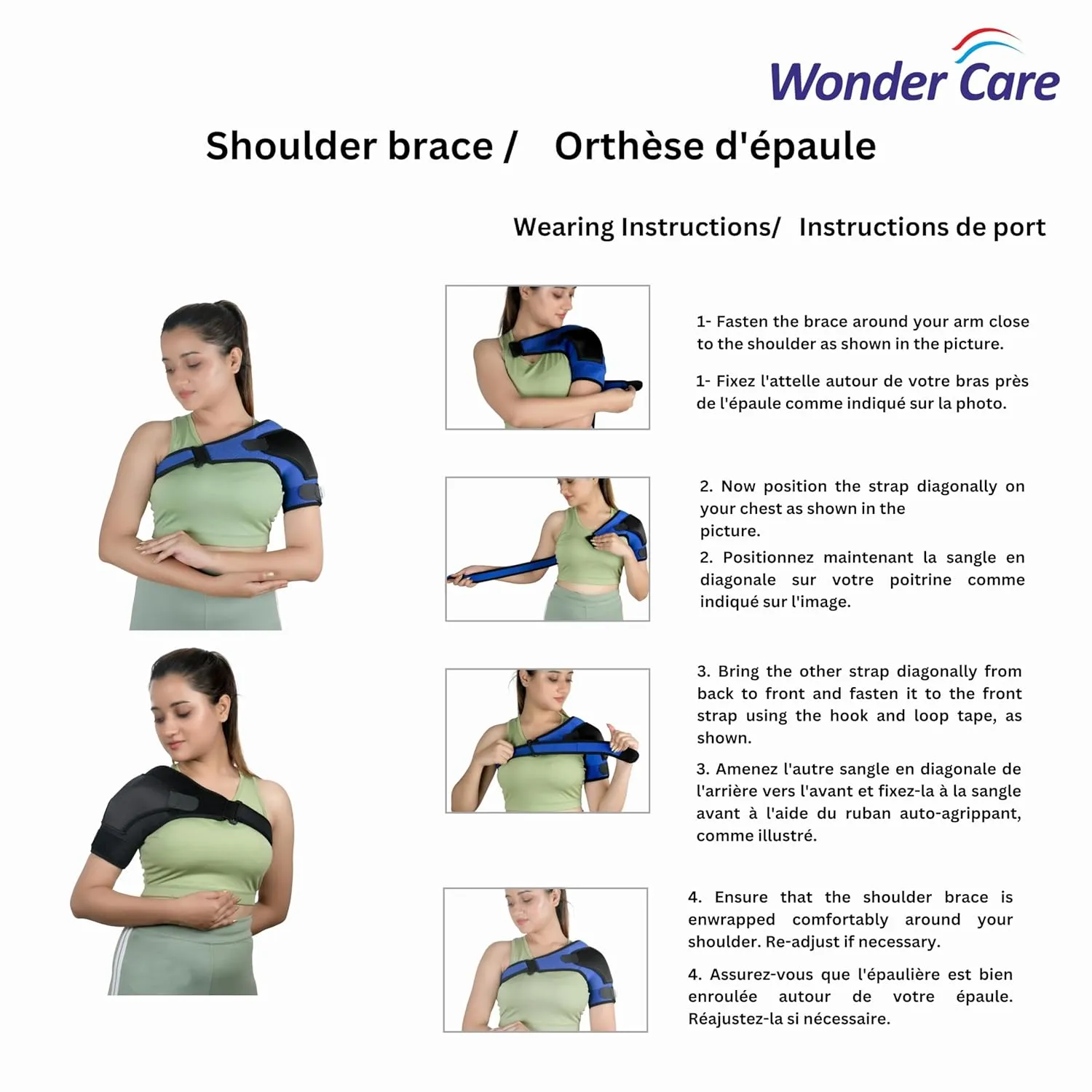 Wonder Care Rotator cuff brace for shoulder pain relief Neoprene Shoulder support brace for men and women for dislocated, frozen, mouse shoulder (Universal size: 26"-36")