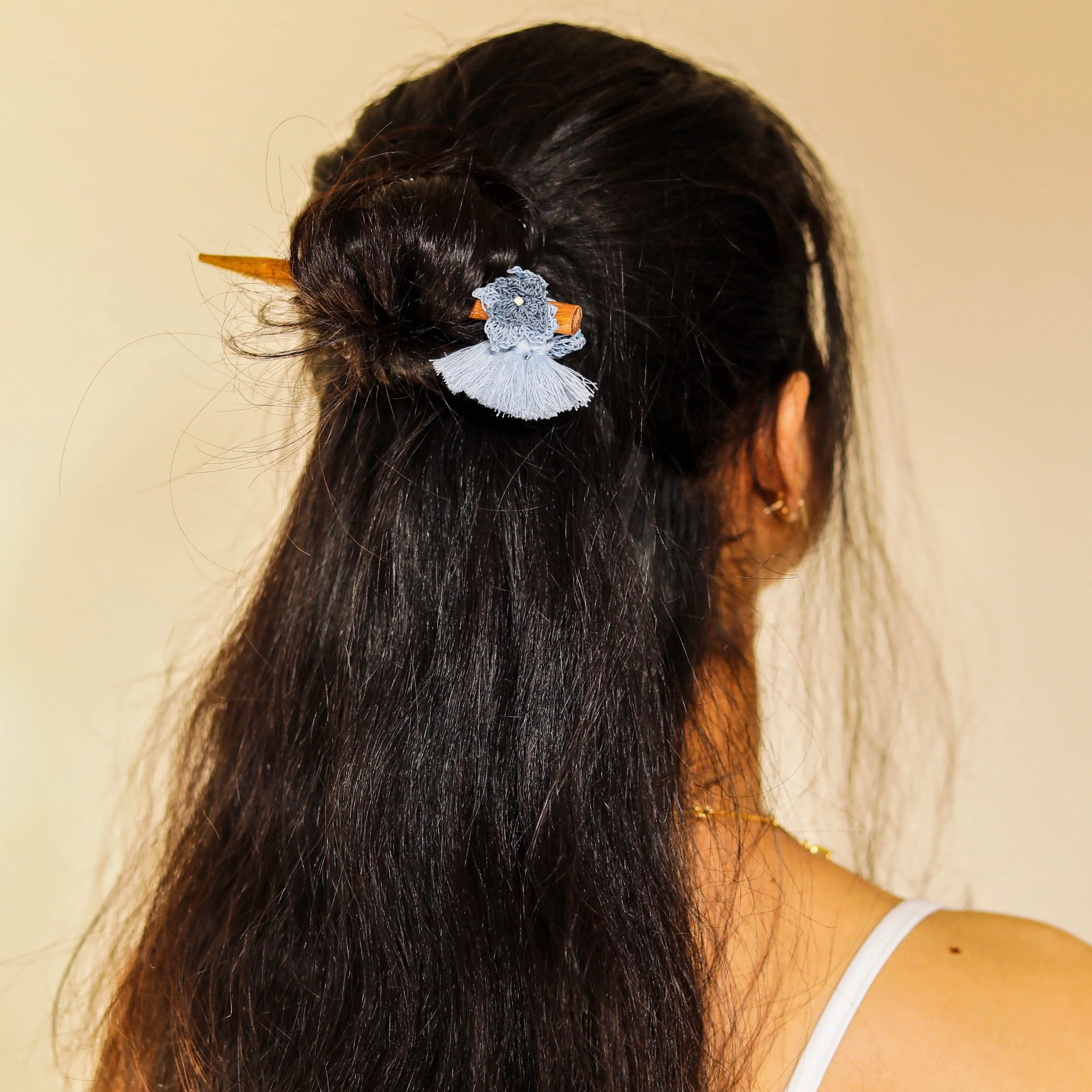 Wooden Hair Stick Blue