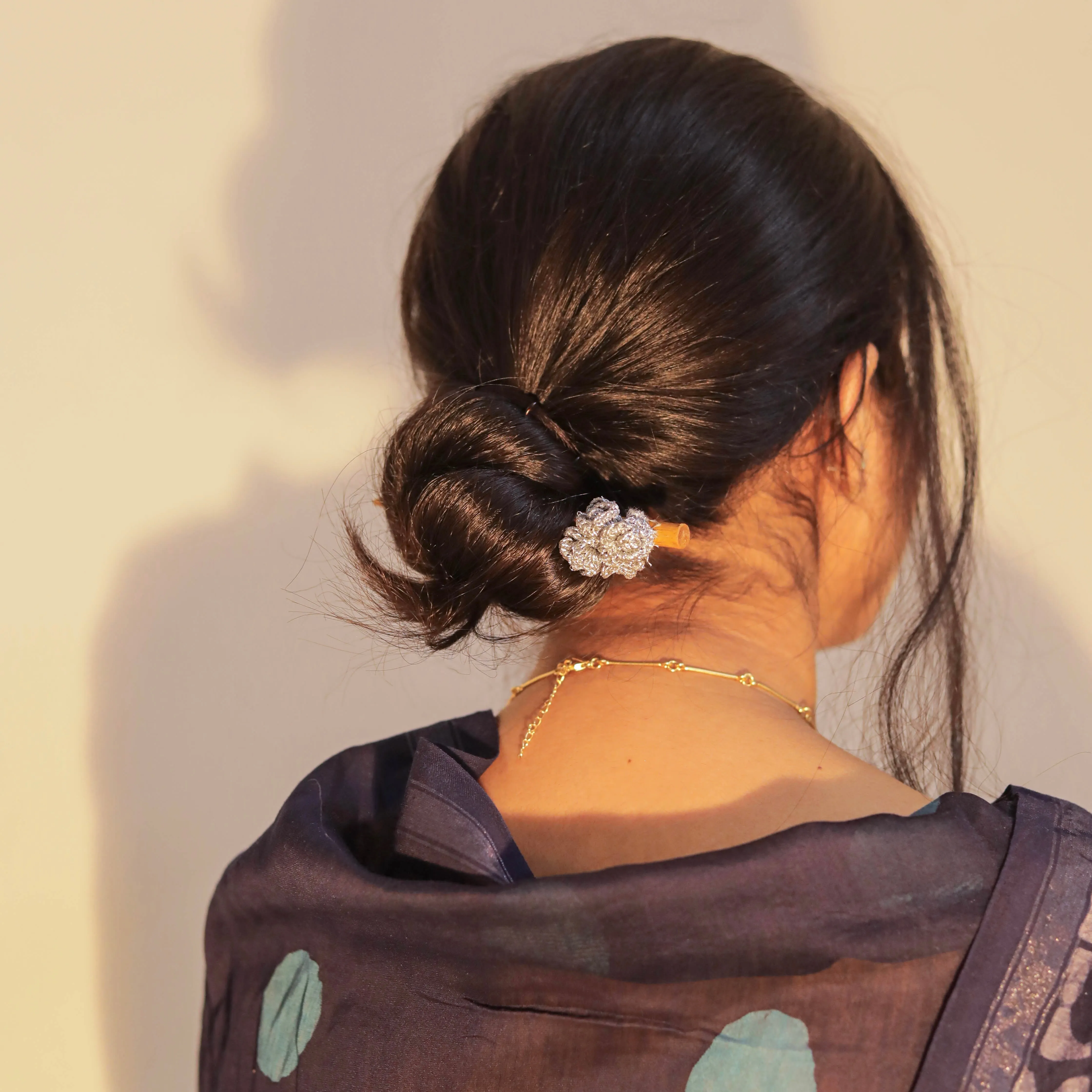 Wooden Hair Stick Silver