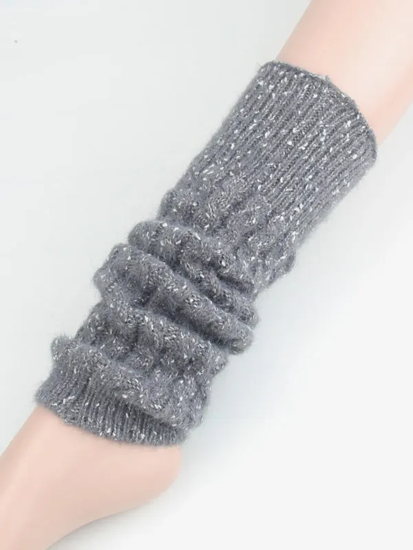 Wool Knitted Dot Twist Leg Warmers Accessories