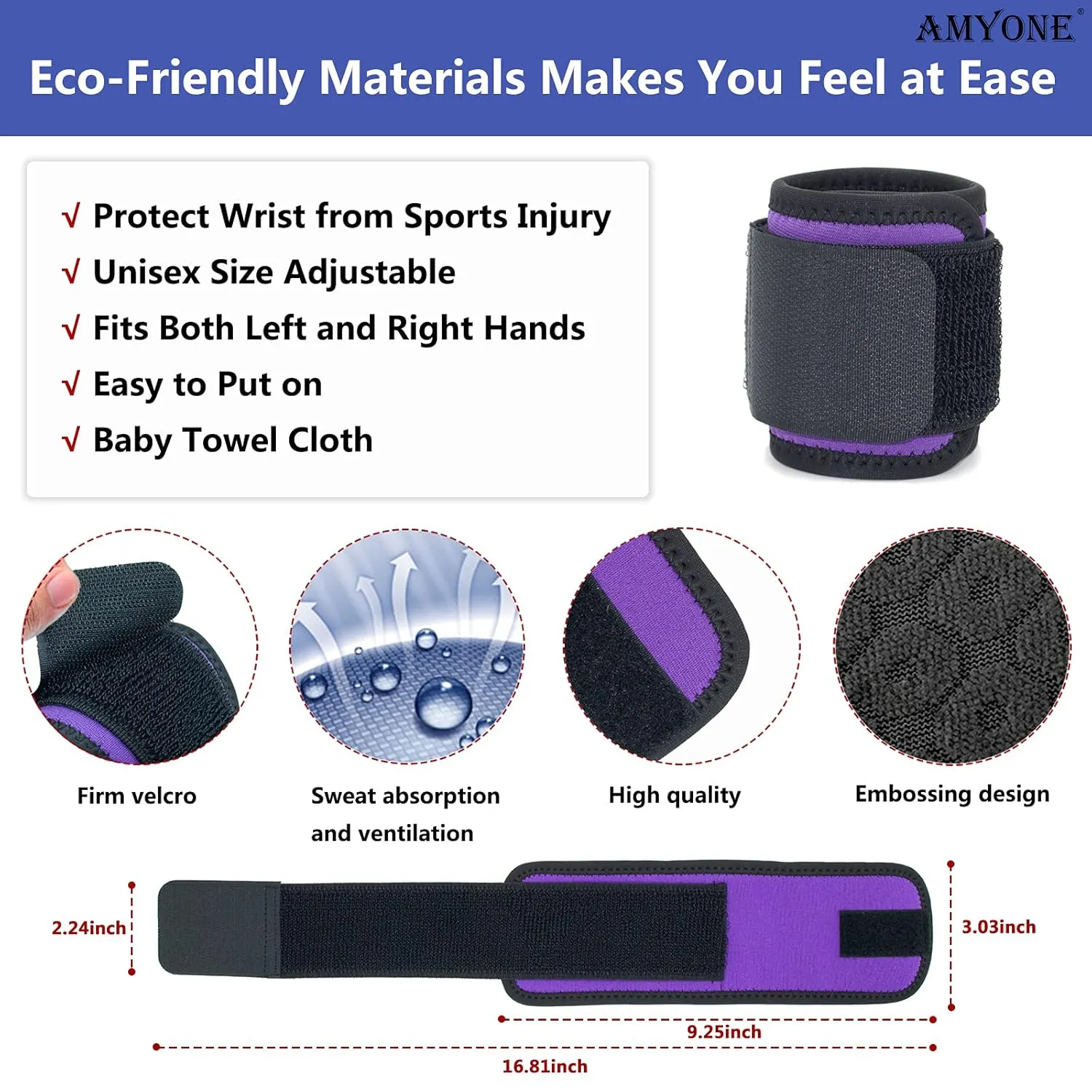 Wrist Brace, 2 PACK Wrist Wraps for Carpal Tunnel for Women. Wrist Support for Weightlifting/Fitness/Sports/Pain Relief. Highly Elastic, Adjustable, Flexible, Comfortable and Multi-Functional, Violet