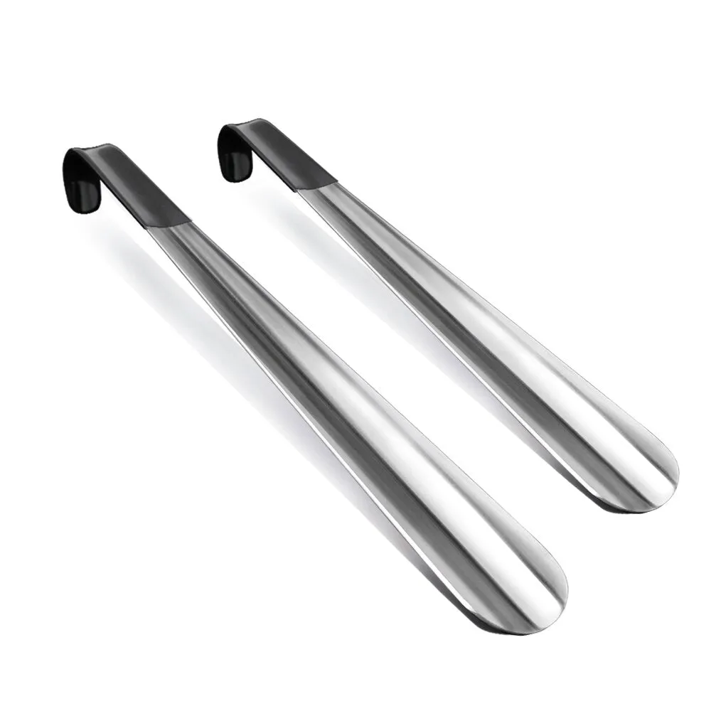 Zomake 2pcs Long Handled Shoe Horn Leather Shoehorn Metal Long No Bending Shoe Spoon Home Tools For Pregnant Backache Eldery