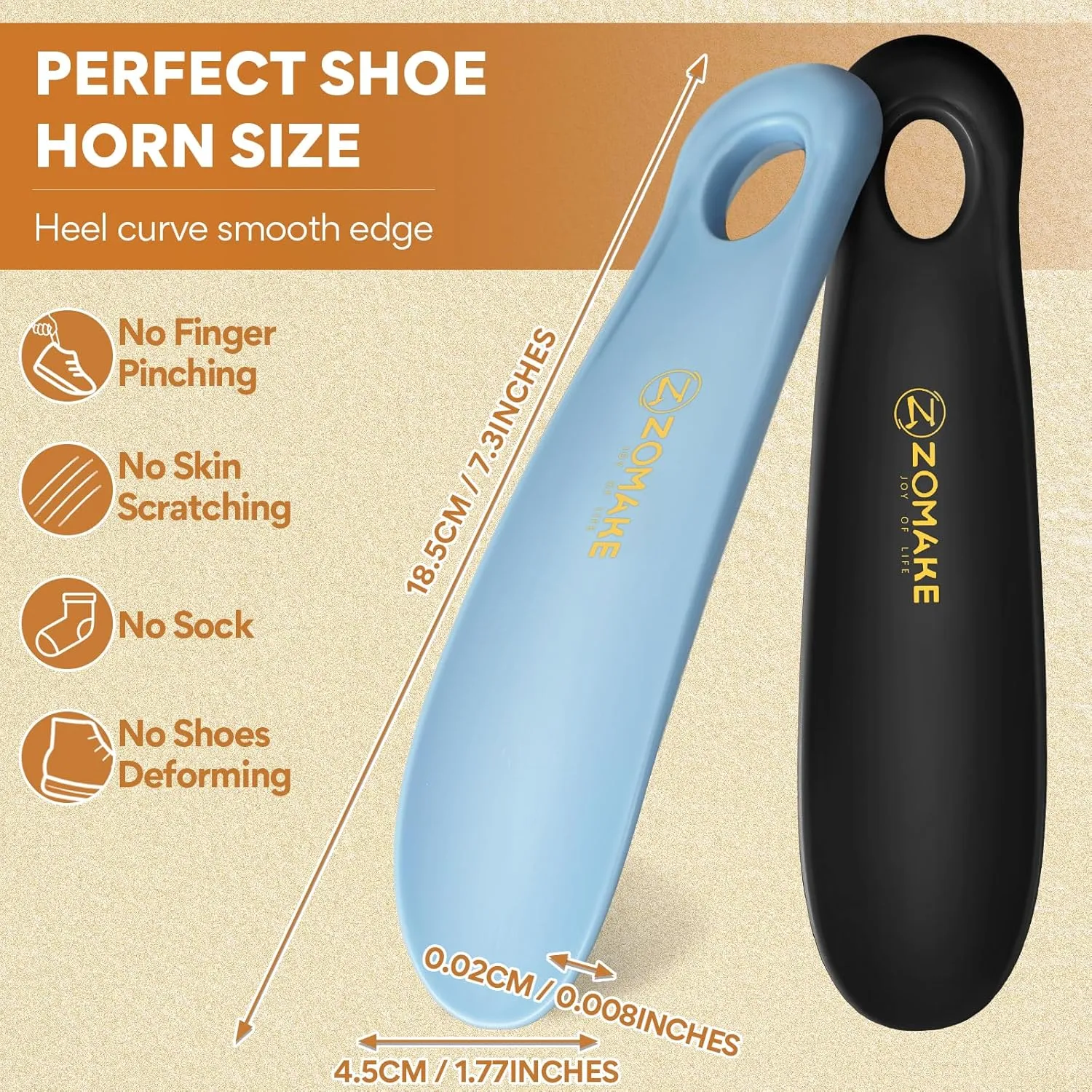 ZOMAKE Plastic Shoe Horn for Seniors Men Women Kids,Small Shoe Spoon Boot Horn Travel ShoeHorn Shoe Helper